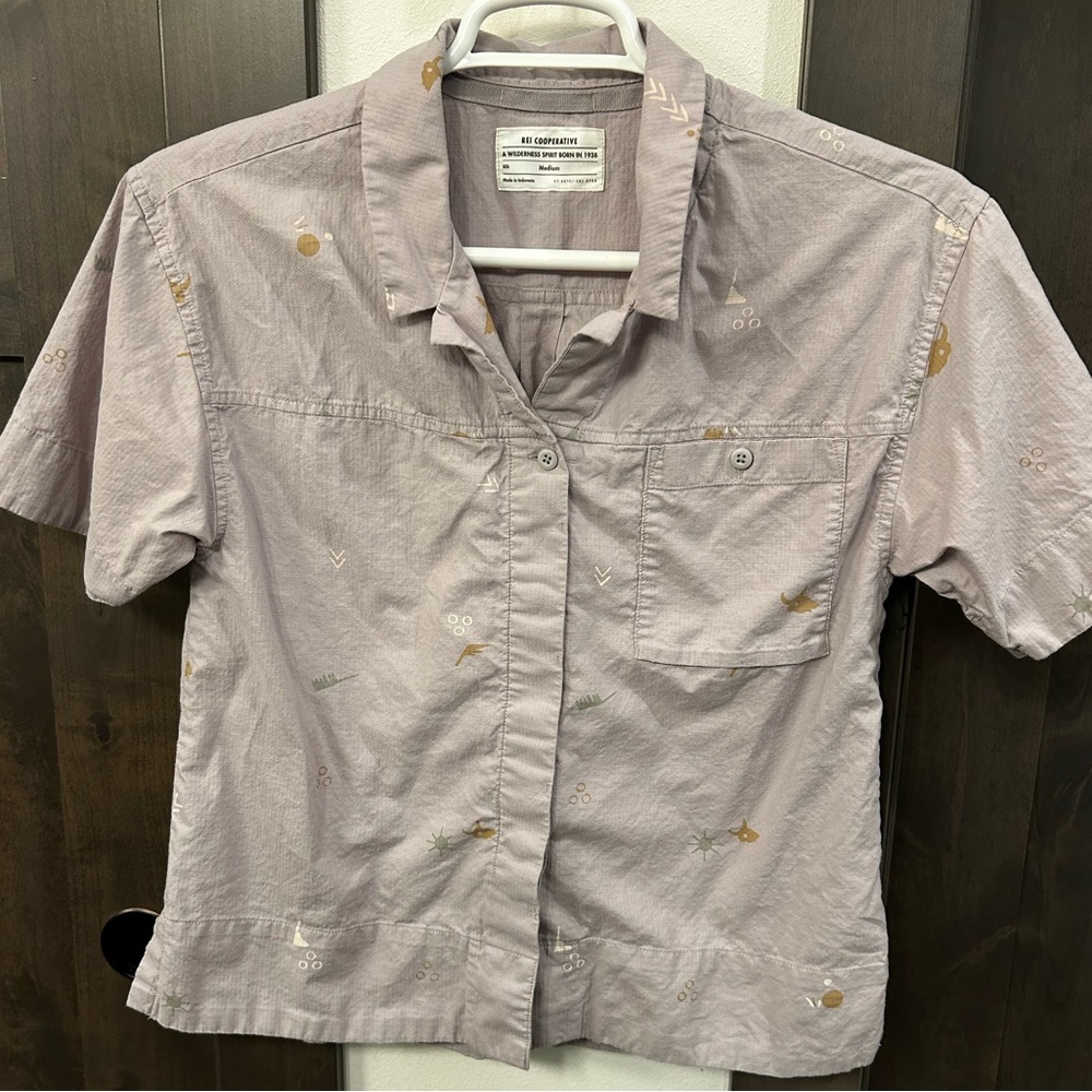 REI Cooperative Trailsmith Camp Shirt Women MEDIUM Lilac High Noon Print - Picture 2 of 5